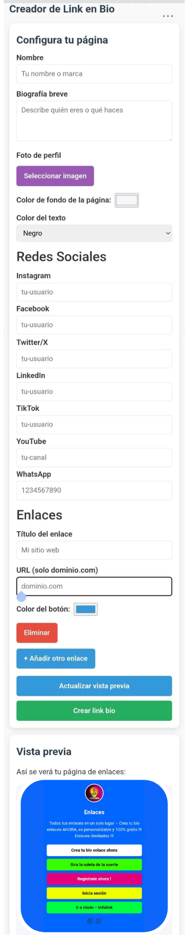 Formulario Infolink
